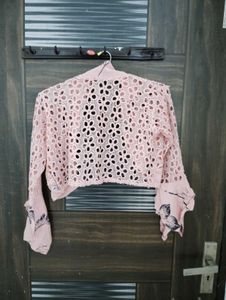 Pink Floral Lace Shrug