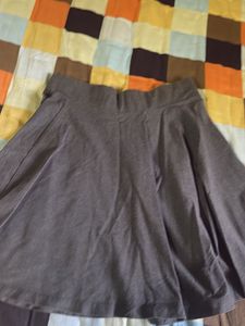 Dark Grey Flared Mini Skirt