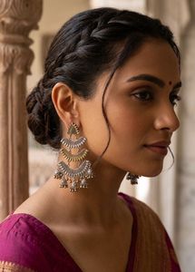 New Oxidised Silver & Gold Jhumka Earrings