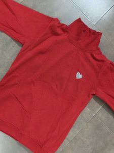 Red Sweatshirt with Heart Detail