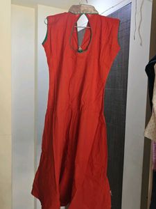 Elegant Red Kurta with Golden Border