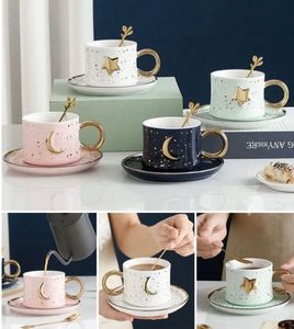 Moon &amp; Star Designer Coffee Cup with Saucer - 1 Se