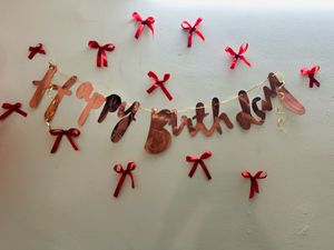 Happy Birthday Decorations Set with ribbon bow