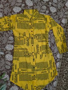 Yellow Elegant Long Shirt For Women