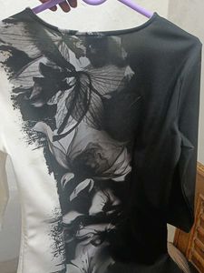 Monochrome Floral Print bodycon Dress