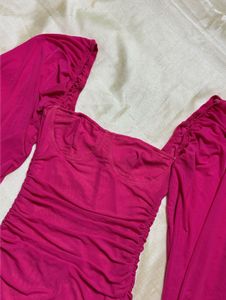 Chic Pink Ruched Bodycon Dress