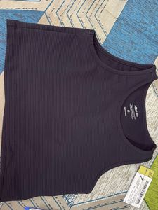 Black Ribbed Cropped Tank Top