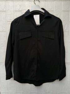 Korean Pintrest Classic Black Button-Up Shirt