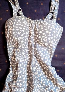 Cute Blue Floral Padded Top