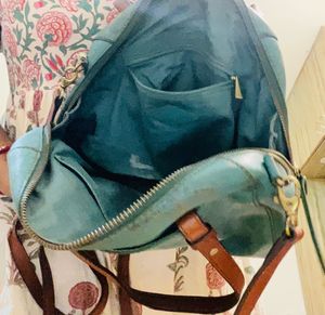 Stylish Teal Leather Satchel Handbag
