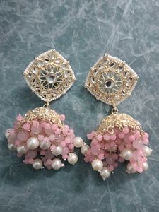 Pink Pearl Maangtika &amp; Earrings Set😍