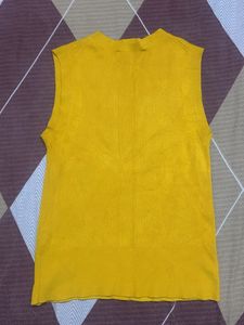 Zara Yellow Ribbed Sleeveless Top