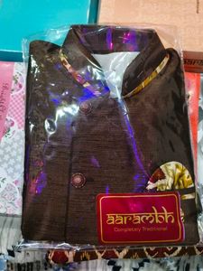 Kids Dark Brown Indo-Western Sherwani Set | Party