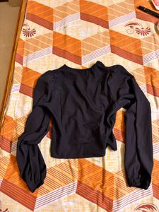 Black Long Sleeve Button-Up Blouse
