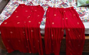 sleeveless Red Kurta Set