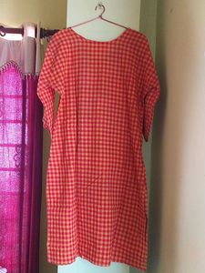 Red &amp; Yellow Checkered Kurta