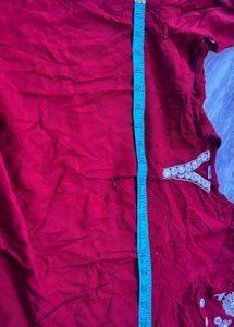 Red cord Set with White Embroidery