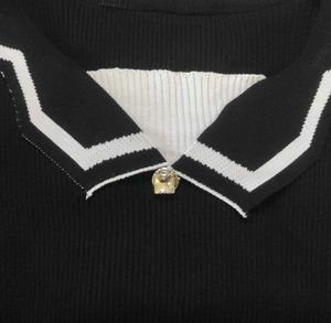 Chic Black Sailor Collar Top
