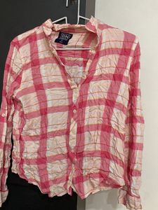 Chic Pink Plaid Long Sleeve Shirt