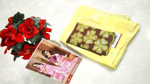 Yellow Saree with Embroidered Blouse Piece