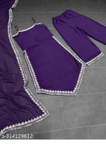 Elegant Purple Embroidered Suit Set