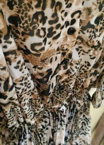Tiered Leopard Print Midi Dress