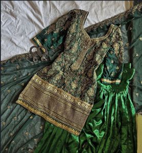 Stunning Emerald Green Embroidered Lehenga Choli