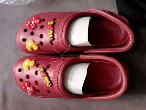 Maroon Clogs with Fun Charms Size 39,38
