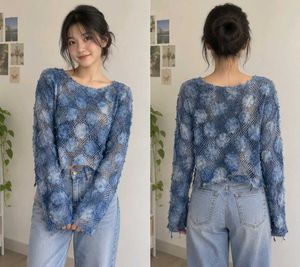 Blue Floral Mesh Crop Top💤