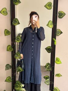 Elegant Navy Blue Lace Kurta