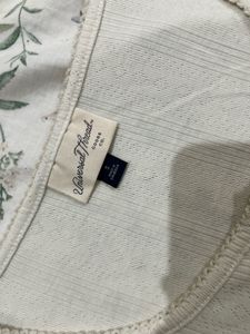 Cream Ribbed Button-Up Top