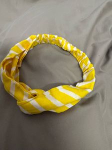 Yellow &amp; White Striped Knot Headband