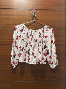 Chic Floral Smocked Off-Shoulder Top