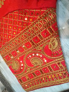 Red Embroidered Heavy Work Blouse