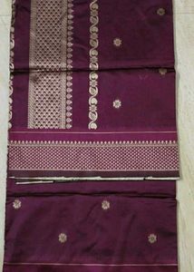 New Wine Silk Saree with Golden Border