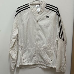 Adidas Unisex White Three Stripe Jacket