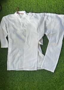 unisex white kurta set 4-7 years