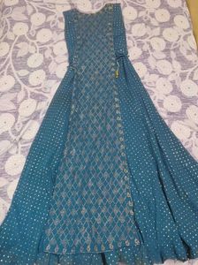 blue gown with stones emblisment