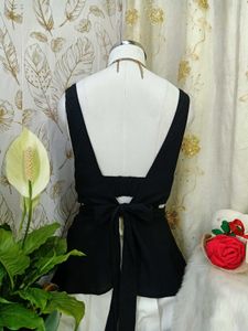 Chic Black Wrap-Front V-Neck Zara Top