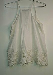 White Lace Trim Cami Top