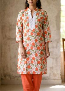BrandNew FloralPrintKurta withLaceNeckDesign+Salw