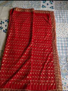 Beautiful Red Embroidered Saree❤🎉
