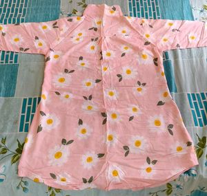Pink Daisy Print Kurta