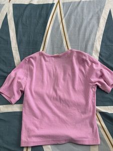 Cute Pink Ribbed Daisy Top