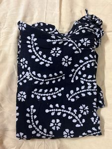 Black &amp; White Floral Print Kurta