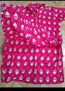 Vibrant Pink Kurti with Geometric Print