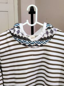 💥BUY1GET1💥 women's imported striped sweatshirt with a Fair Isle hooded sweatshirt