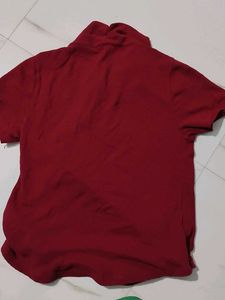 women side cut red top