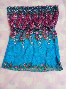 Blue Net Tube Top
