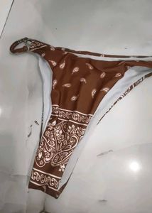 Brown Paisley Print Bikini Bottom